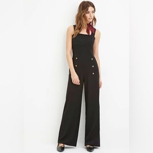 Forever 21 Black Wide-Leg Sailor Jumpsuit